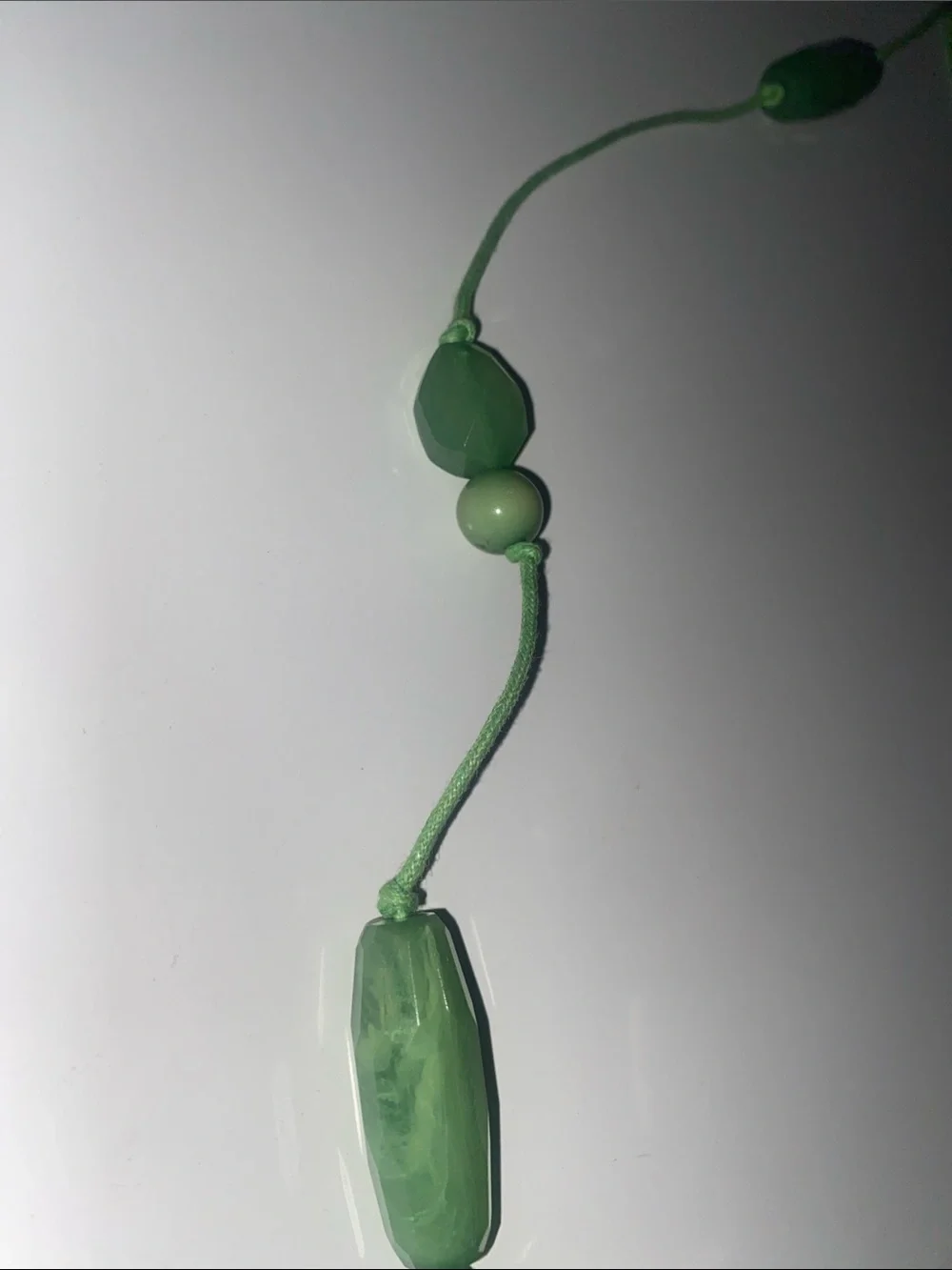 Vintage Chunky Long Green Beaded Necklace Boho